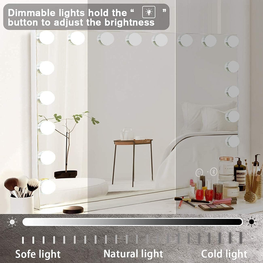 Vanity Mirror with Lights and Bluetooth Speaker 32"x 22.8" Hollywood Makeup Mirror with 18 LED Bulbs, Large Lighted
