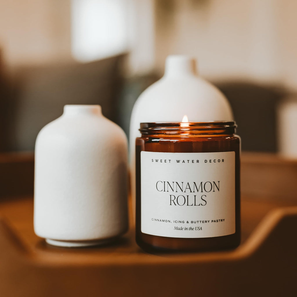 Cinnamon Roll Candle, Fall & Winter Scents, 9oz Amber Jar