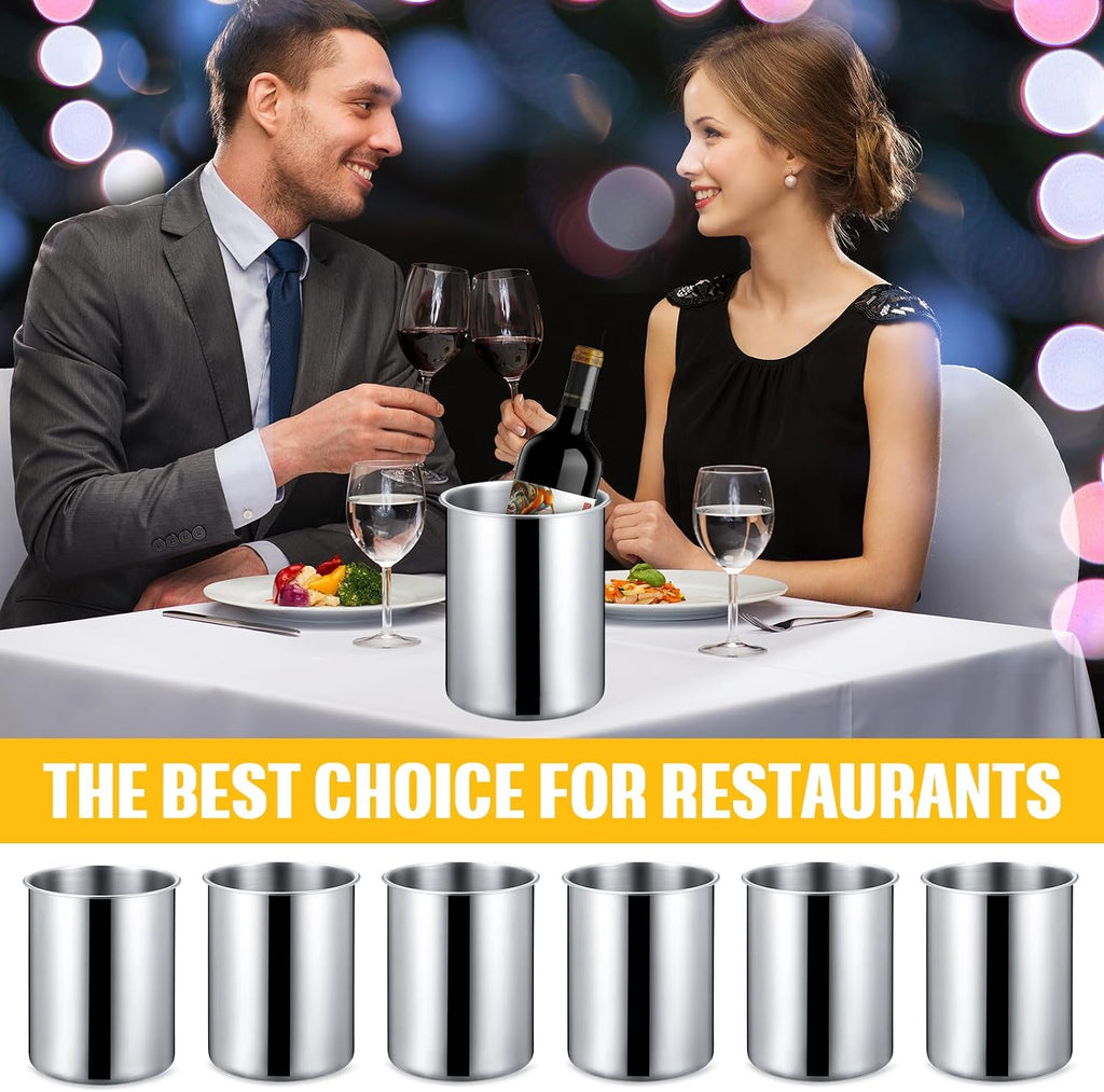 Wine Chiller Bucket 750 ML Champagne Bucket Stainless Steel Wine Chillers for Bottles Keeps Cold for Hours - Set of 6