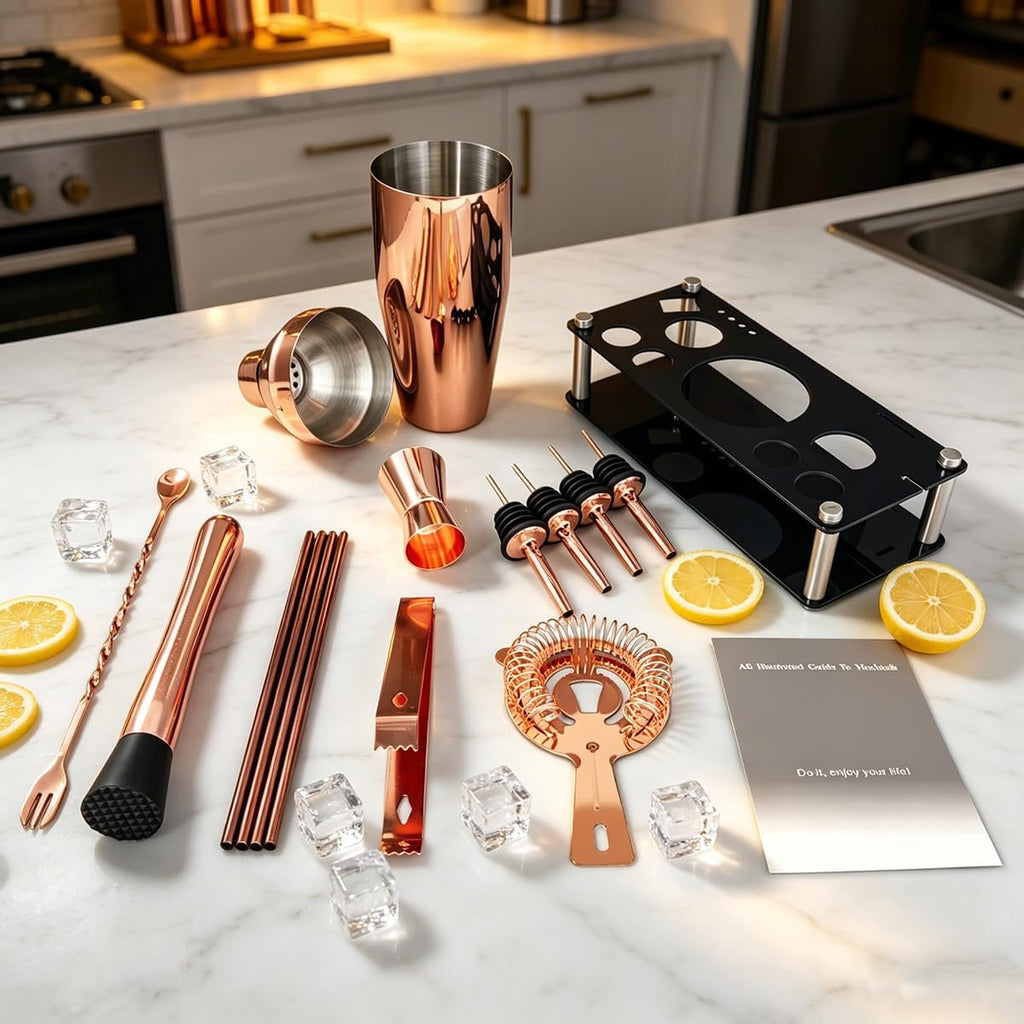 14-Piece Cocktail Shaker Set with Stand, Bartender Kit, 25oz Shakers, Bar Set Cocktail Shaker Set, Jigger - Set of 16