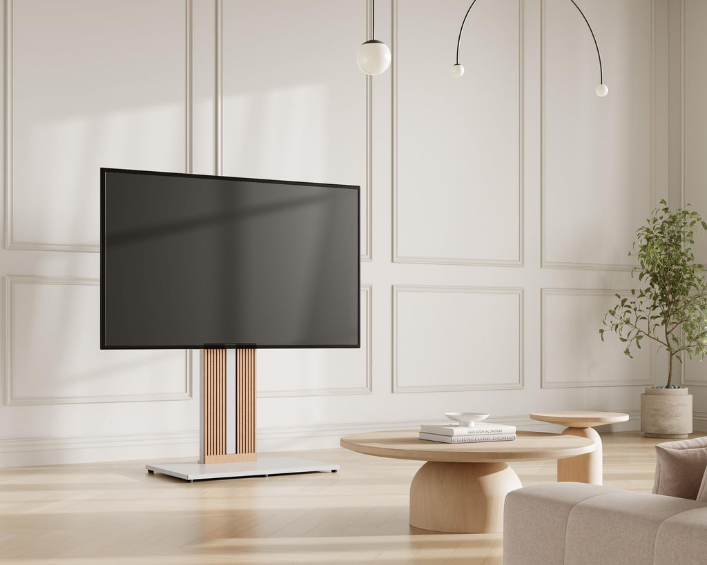 Floor TV Stand for 55-88 Inch TVs with Hidden Back Storage, White