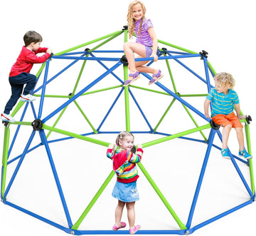 Climbing Dome for Kids, 10FT Geometric Dome Climber, Frog Grips | Spacious 10FT geometric frame with colorful frog