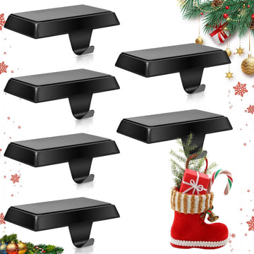 6 Pack Metal Christmas Stocking Holders for Mantle Heavy Duty Stocking Hangers Stocking Hook Christmas Ornaments for