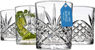 Old Fashioned Whiskey Glasses, Drinking Glasses, Shatterproof and Reusable Acrylic - Dublin Collection, Set of 4