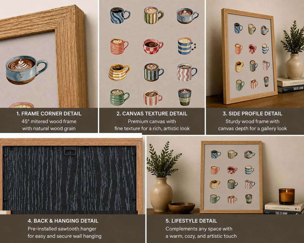 Coffee Wall Art Colorful Coffee Cup Prints Latte Art Kitchen Wall Decor