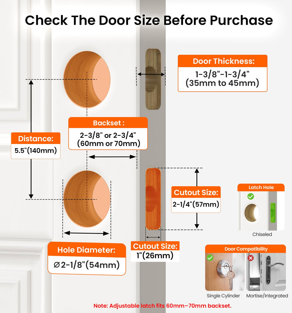 Keyed Alike Exterior Door Handle Lock Set with Deadbolt, Matte Black