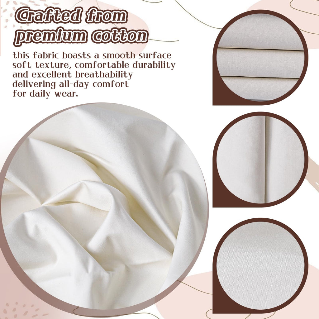 58"Wide 100% Combed Cotton Fabric By The Yard, White Fabric, Soft and Durable, Quilting Material for Sewing and DIY