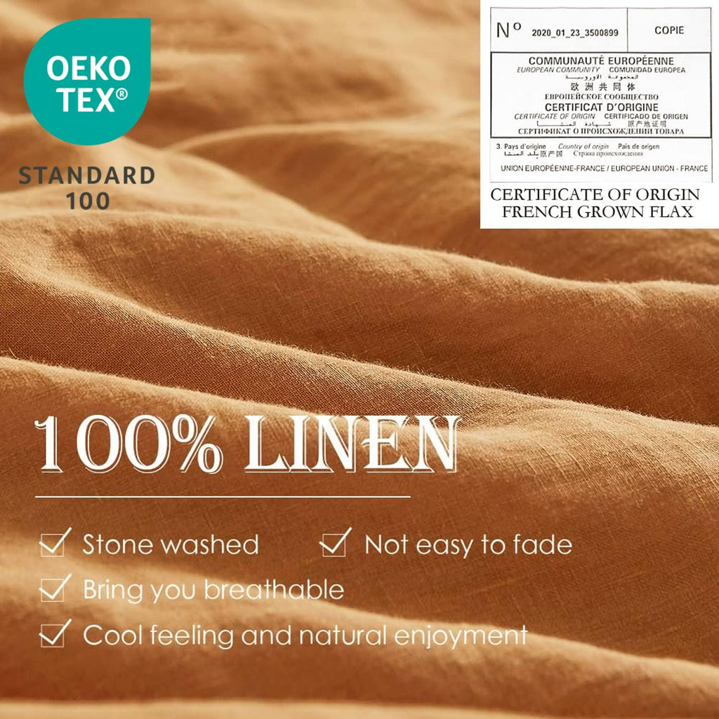100% Linen Pillowcases 1 Pair Basic Style Envelope Overlap Closure French Natural Washed Flax Shams Set of 2