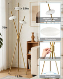 Tripod Floor Lamp Stepless Dimmable Gold Standing Tall Lamps with 3PCS Elliptical Lampshades Mid Century Modern Floor