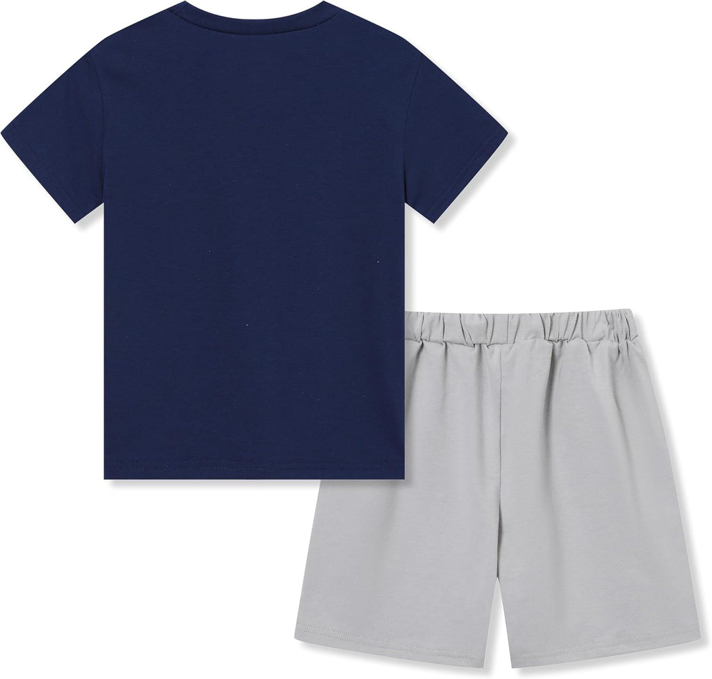 Boy Clothes Colorblock Top + Drawstring Waist Shorts 2 Pieces Kid Summer Outfits Set