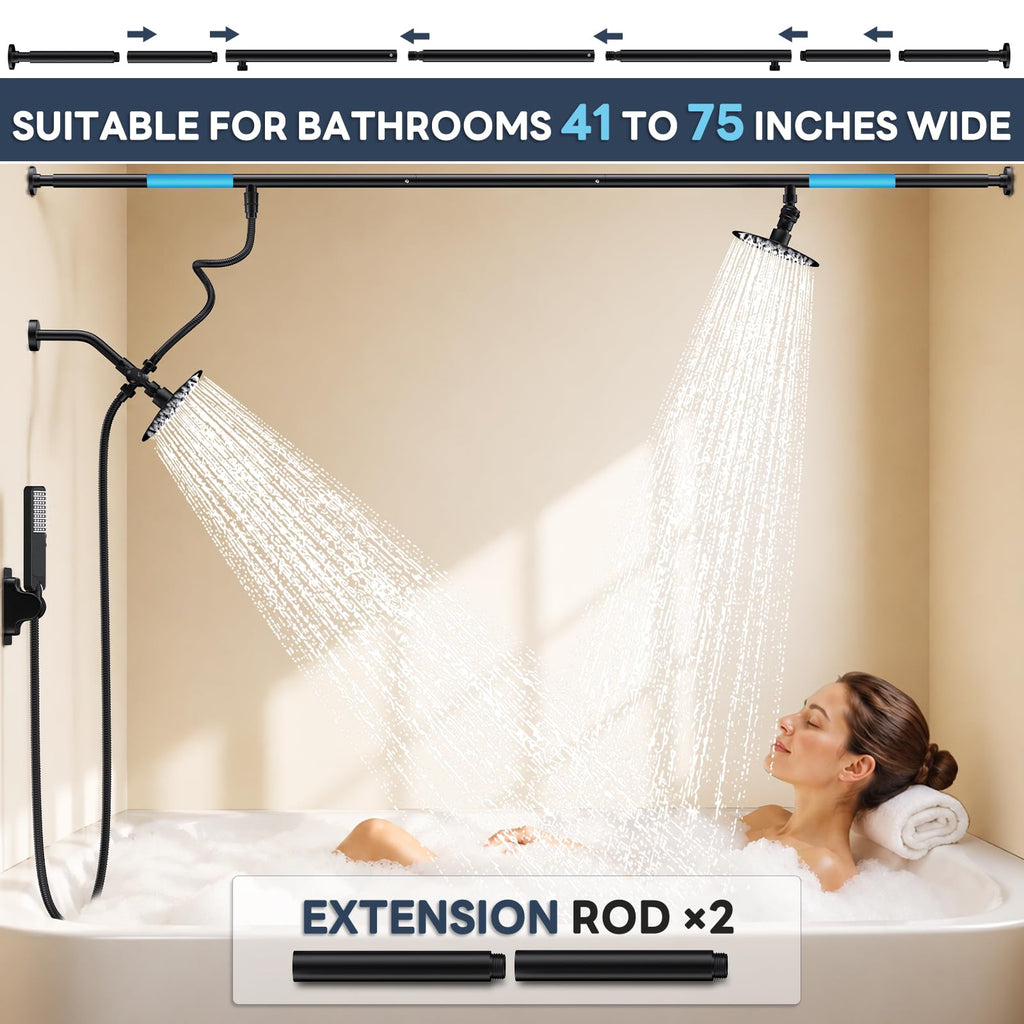 Dual Shower Head for Couples with 6-Mode Diverter, Matte Black
