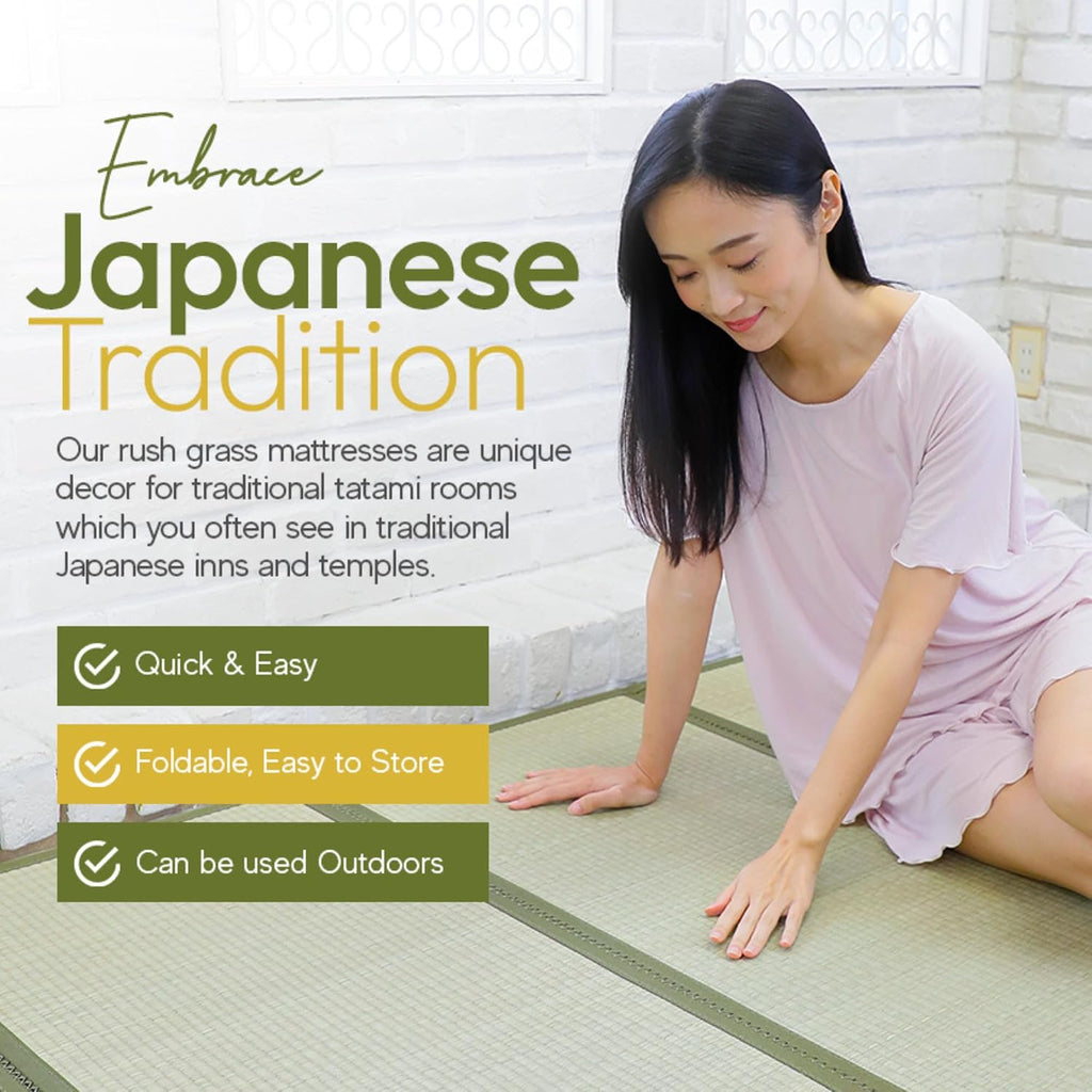 Japanese Traditional Tatami Mat, Igusa (Rush Grass) Floor Mattress, Futon, 55"x78" (, Natural)