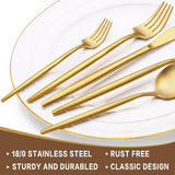 60-Piece Gold Silverware Set, Flatware Set for 12, Food-Grade Stainless Steel Cutlery, Includes Spoons Forks Knives