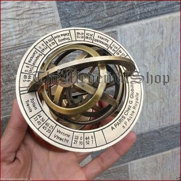 S Collectible Nautical Brass Sphere Astrolabe Armillary Globe Decor Vintage Style