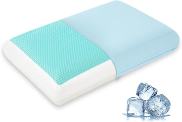 Cooling Gel Memory Foam Pillow for Hot & Side Sleepers, Neck Support, Blue | Ergonomic Pressure Relief, Fits Back &