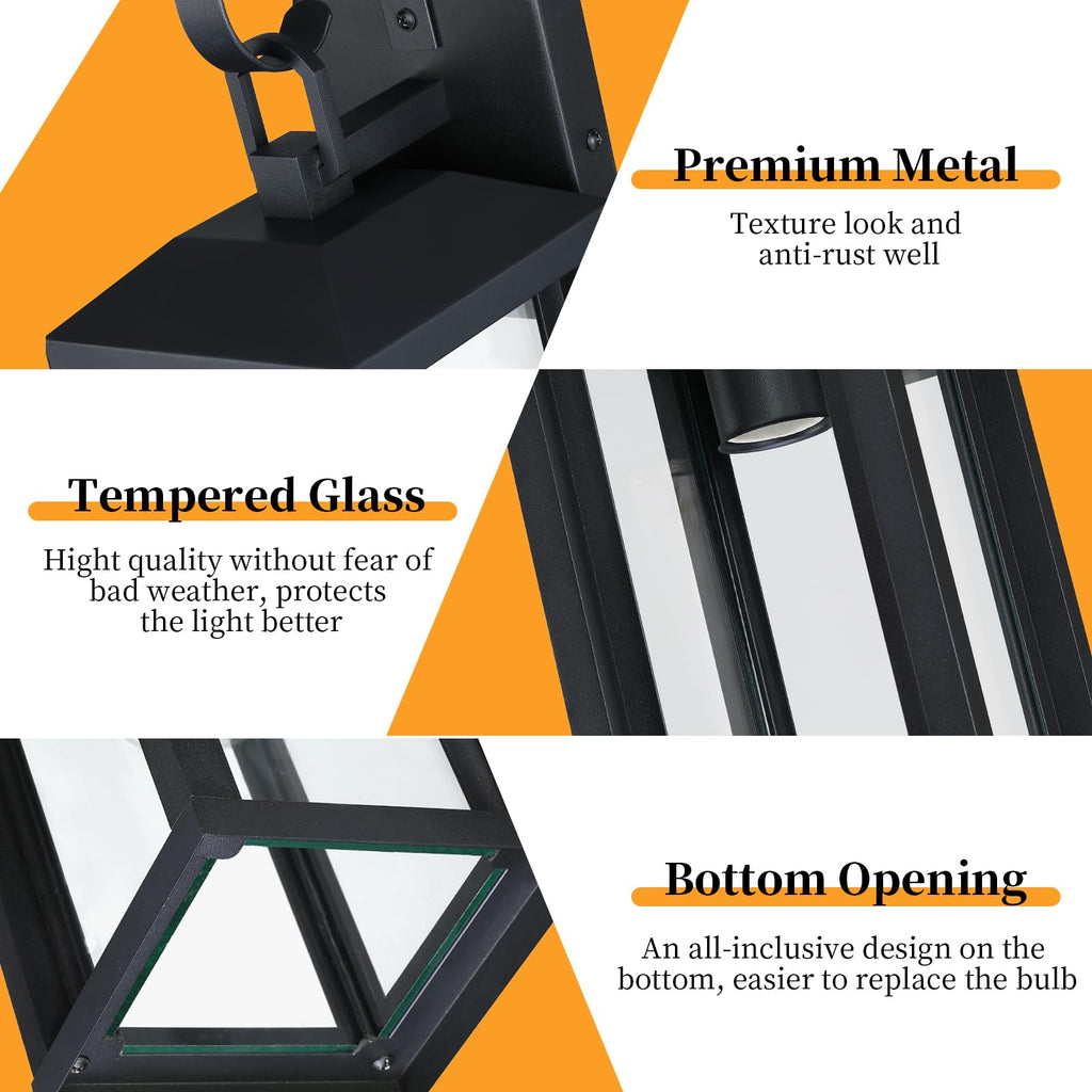 17" Large Outdoor Wall Lights 2-Pack, Matte Black