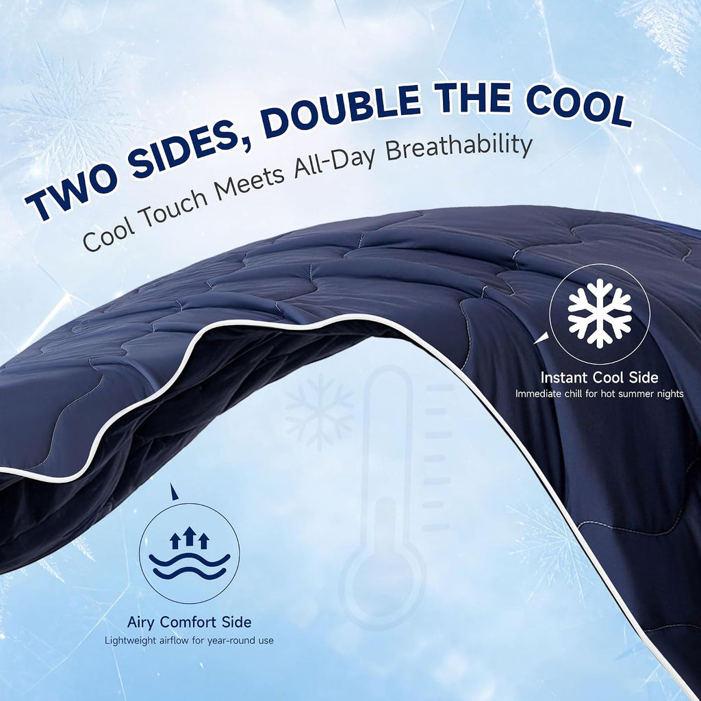 Cooling Comforter Full/Queen Size 90"x90", Cooling Blanket for Hot Sleepers and Night Sweats, Q-Max 0.45 Cool Tech