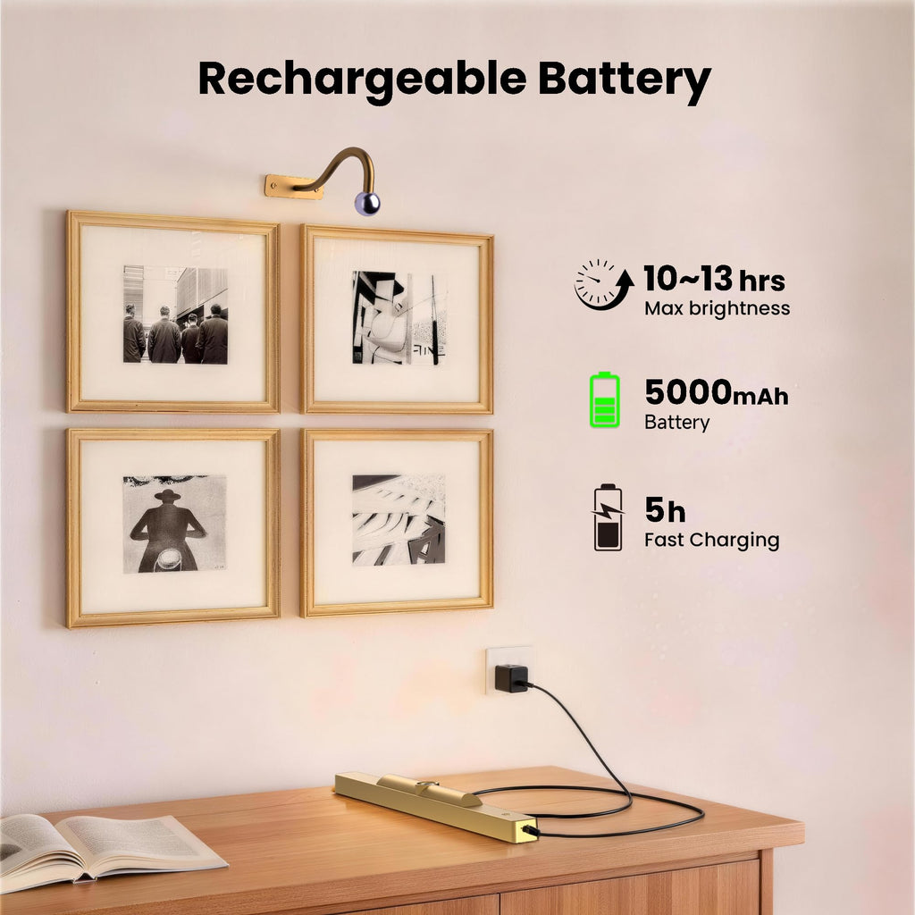 Wireless Picture Light Battery Operated, 1Pack Remote Control Painting Light with Timer, 13Hrs Service Life Art