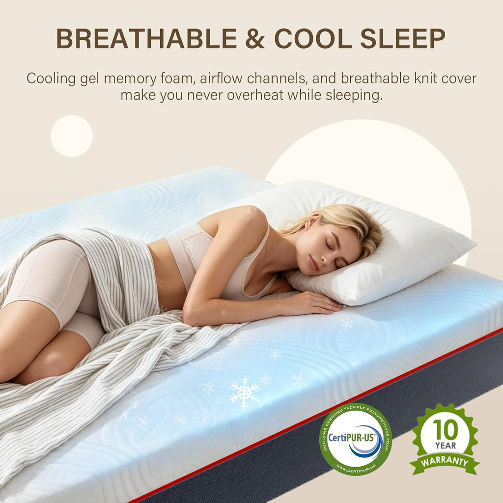 12 inch Hybrid King Size Mattress in A Box with CertiPUR-US Certified Cooling Gel Memory Foam, Reinforced Edge