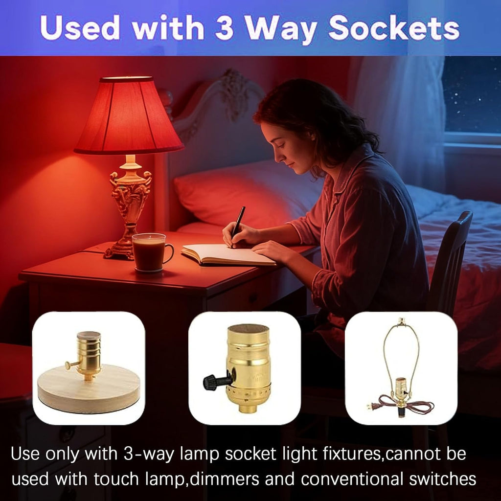 3Way Red Light Bulbs 5/10/15W 660nm LED Red Sleep Bulb