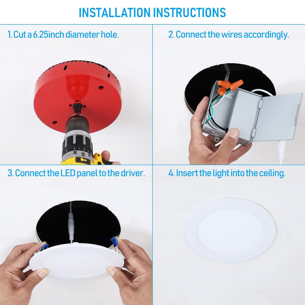 6 Inch Ultra-Thin LED Recessed Light, 12W