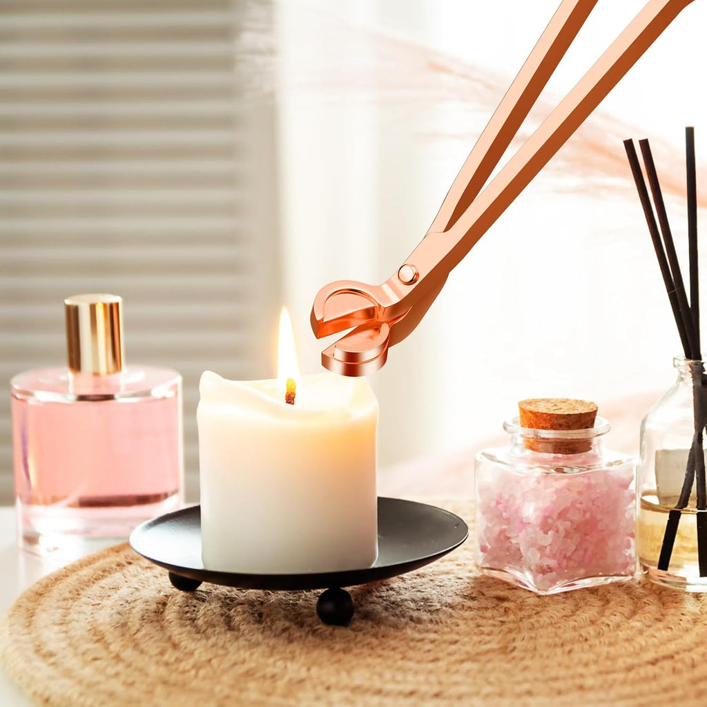3 in 1 Candle Care Kit - Wick Trimmer, Snuffer & Dipper Set (Rose Gold)