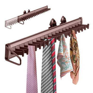 Sliding Tie Rack Hanger for Closet, 20 Tie Pull Out Belt Rack Organizer