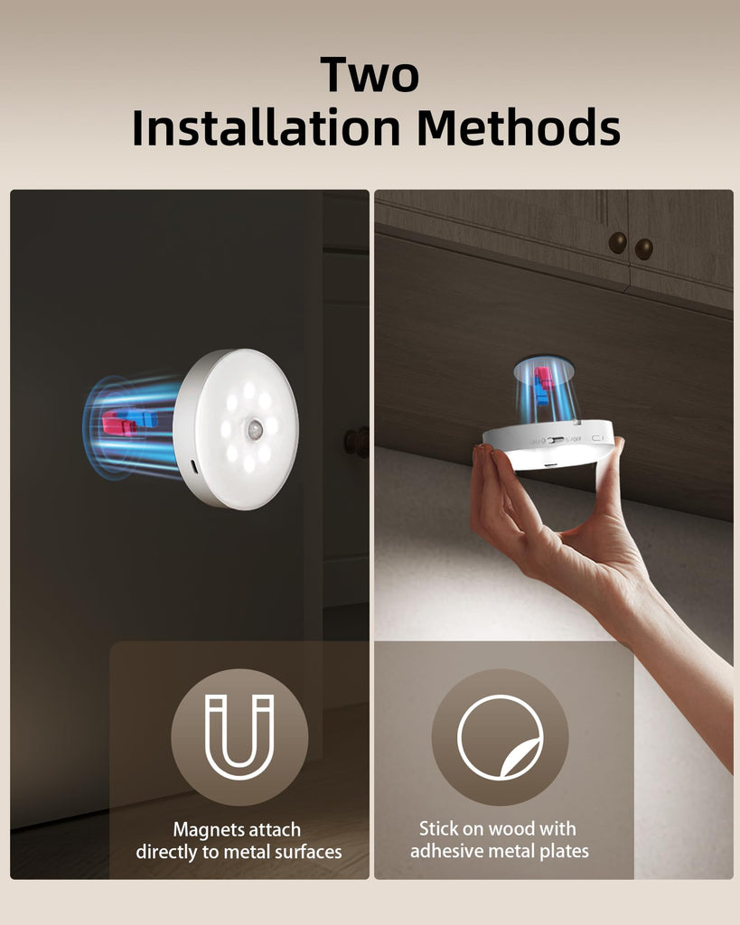 RGB Puck Lights with Charging Station, Motion Sensor Cabinet Lights