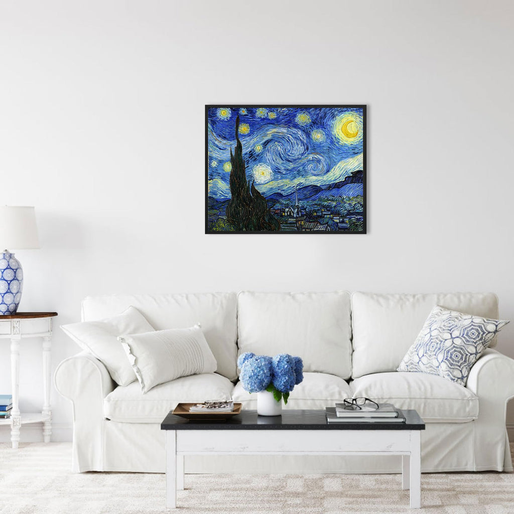 Van Gogh Canvas Wall Art: Starry Night Posters Large Modern Artwork Famous Paintings Wall Decor, Black Framed