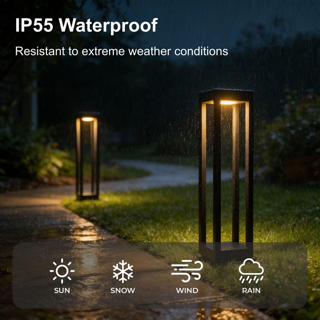 24" Solar Pathway Light, Stainless Steel LED IP55 Outdoor Waterproof Curb Appeal Modern Landscape Path Bollard Lights