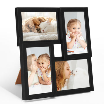 4x6 Picture Frames Collage Family Multi Photo Frame Wall Decor, Black