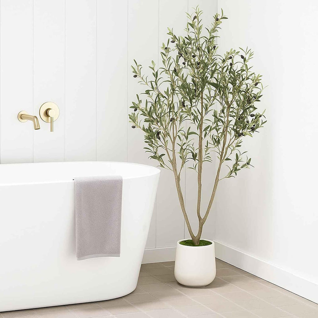 Artificial Olive Tree 6FT Tall Faux Olive Tree Artificial Indoor with Natural Wood Trunk and Lifelike Fruits