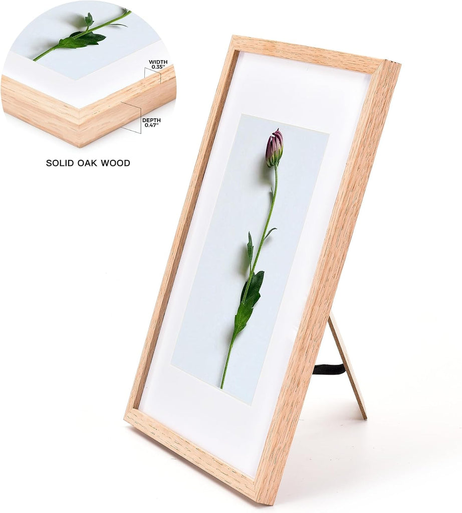 8x10 Picture Frame Set of 6 Solid Oak Wood Photo Frames with Plexiglass Display Picture 5x7 with mat or 8 x 10