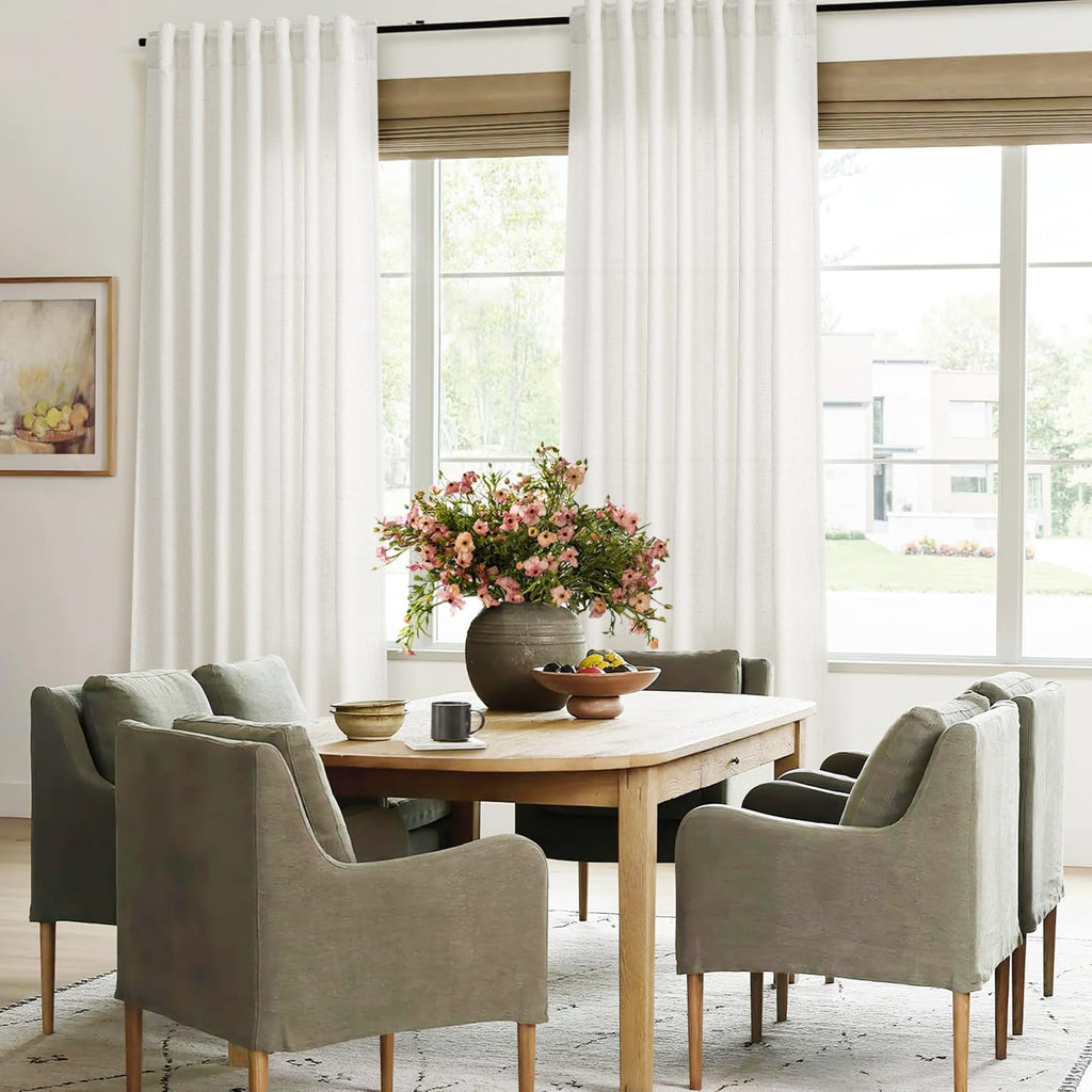 Natural Linen Curtains 84 Inch Long 2 Panels