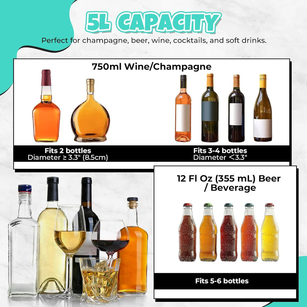 Ice Buckets 2-Pack, 5L Large Clear Acrylic Beverage Tubs with Scoops - Set of 2