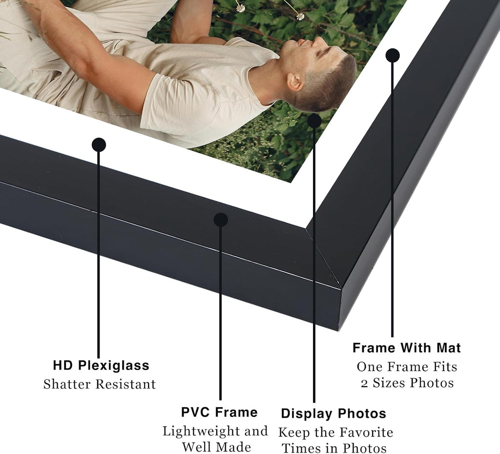 12 Packs 11x14 Picture Frames, Display 8x10 with Mat or 11x14 Without Mat, Black Gallery Wall Frame Set, 11 by 14