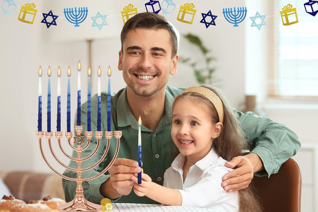Dripless Deluxe Tapered 1-Hour Burn Time Pastel Blue and White Hanukkah Candles Includes 45 Candles for All 8 Nights - Set of 45