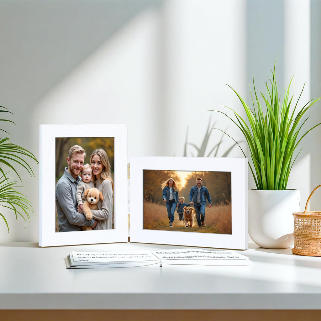 5x7 Double Hinged Picture Frame with Real Glass