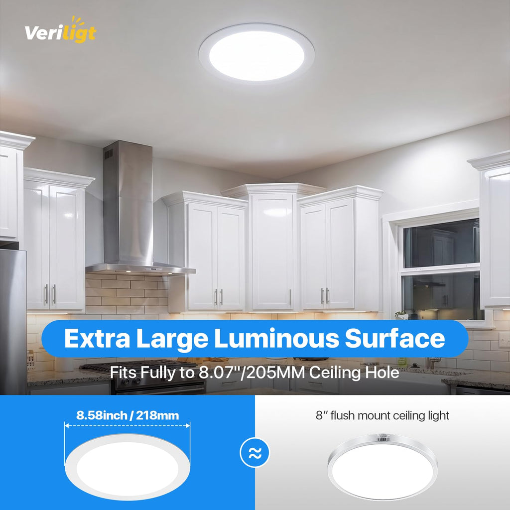 8 Inch LED Recessed Light, 5CCT, 1600LM, 18W, 6 Pack