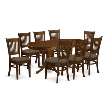 West Furniture 9 Piece Modern Dining Table Set Includes an Oval Wooden Table with Butterfly Leaf and 8