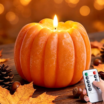 Fall Decor, Fall Decorations Large Flameless Pumpkin Candle Orange