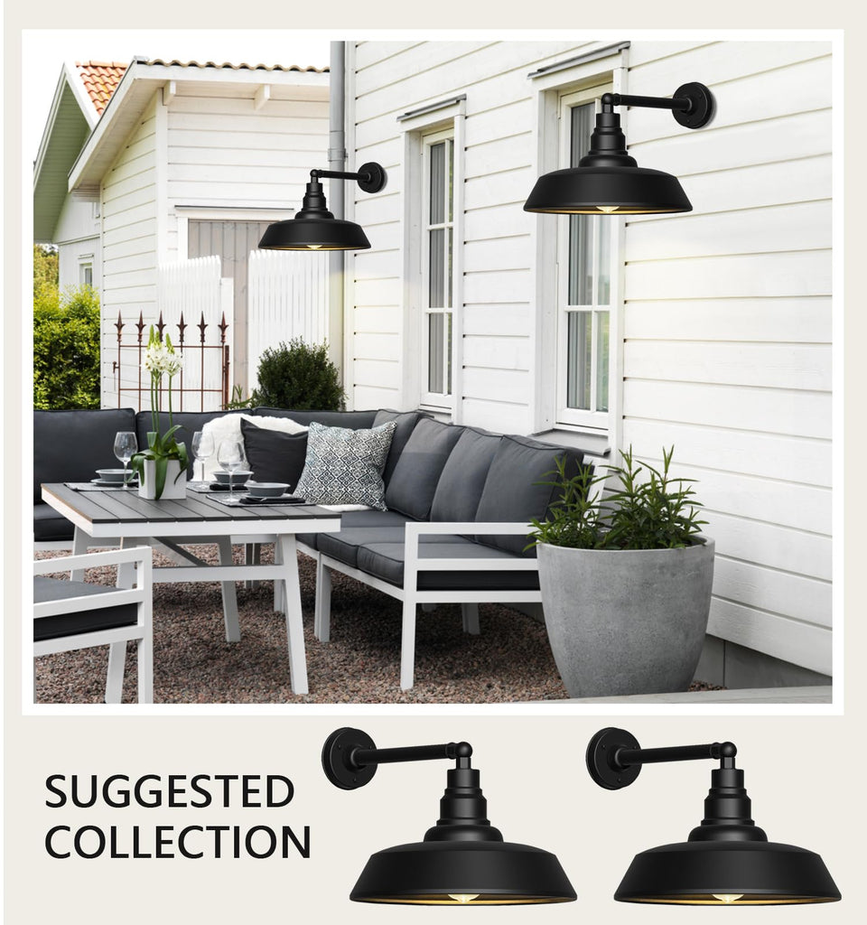 18" Black Gooseneck Barn Lights, Rust-Resistant, 2-Pack