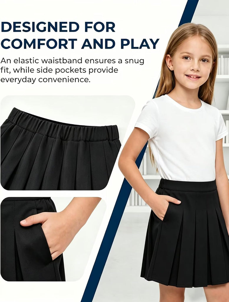 Uniform Skirts for Girls Pleated Tennis Skort with Pockets