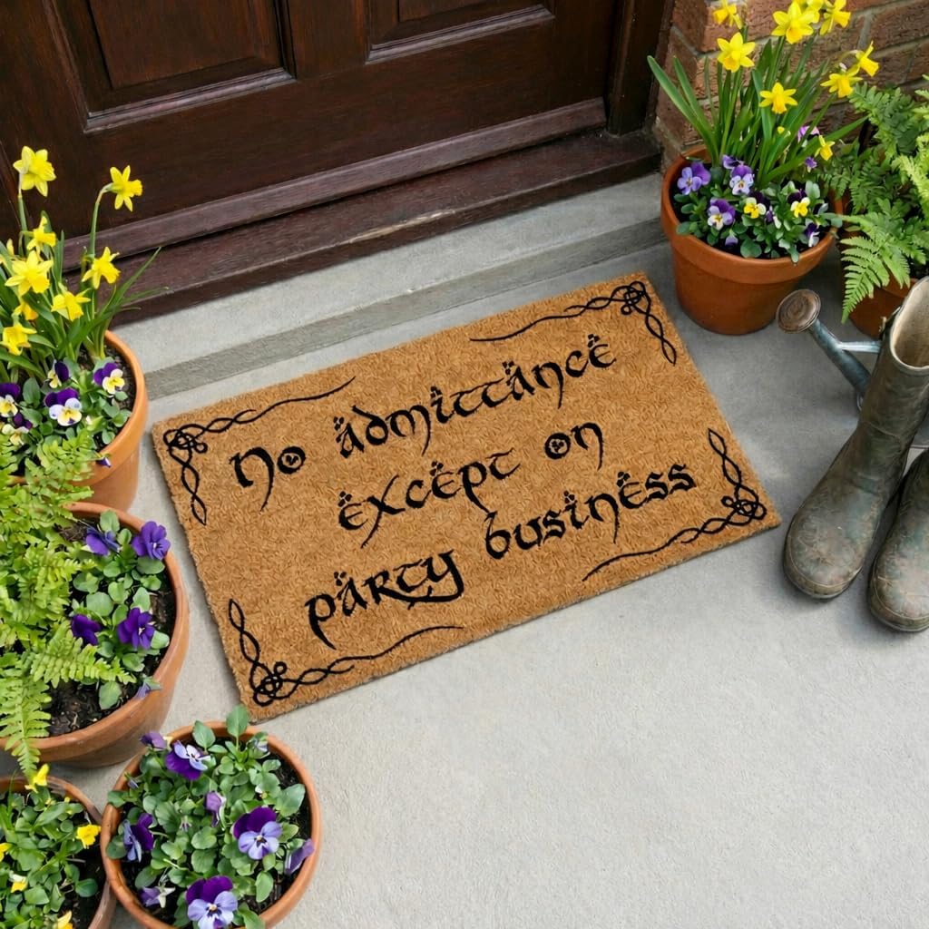 No Admittance Except On Party Business Doormat 30x17 Inch Nerdy Welcome Mat | Funny Entryway Decor, Fantasy Fan Gift