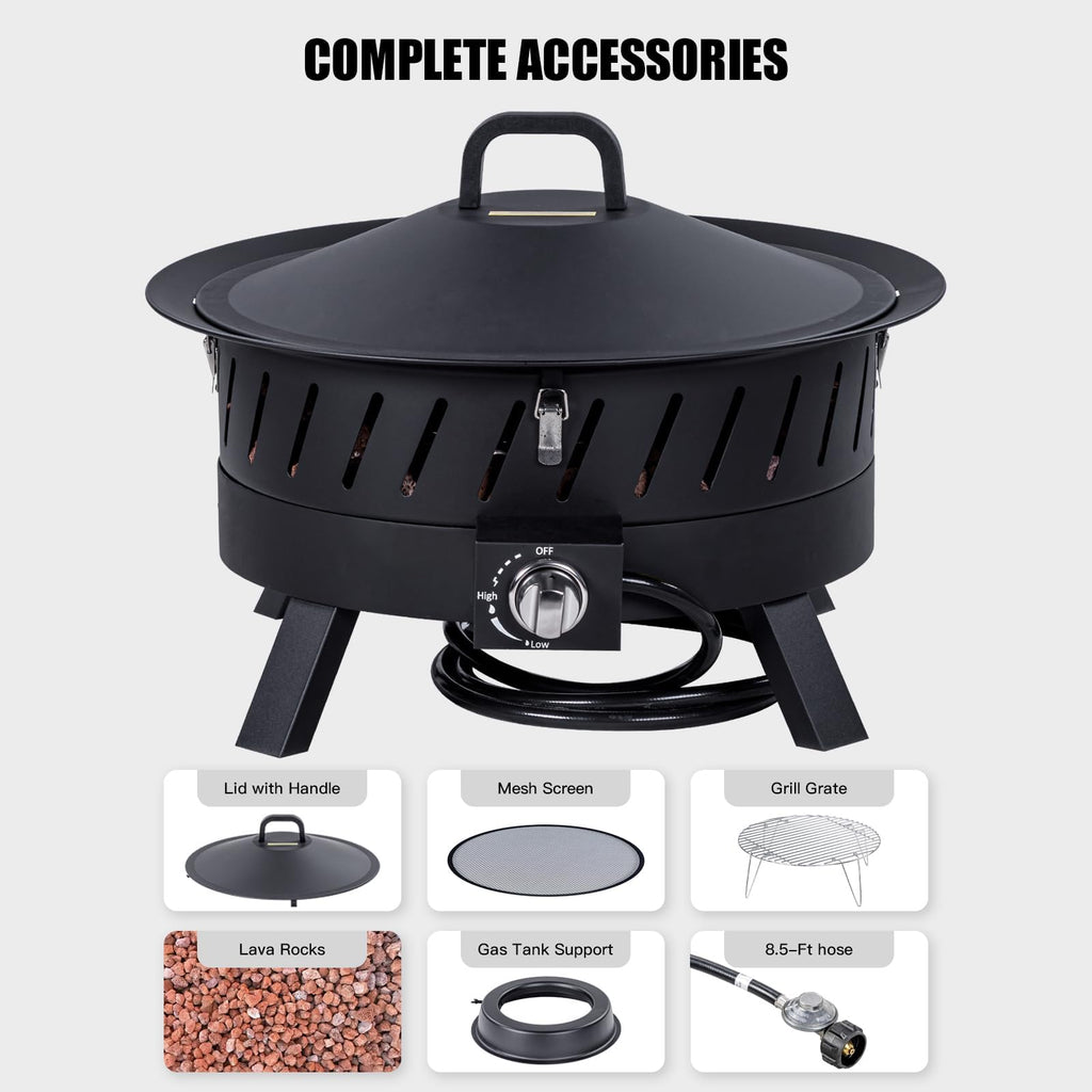 24 inch Portable Propane Fire Pits with Grill