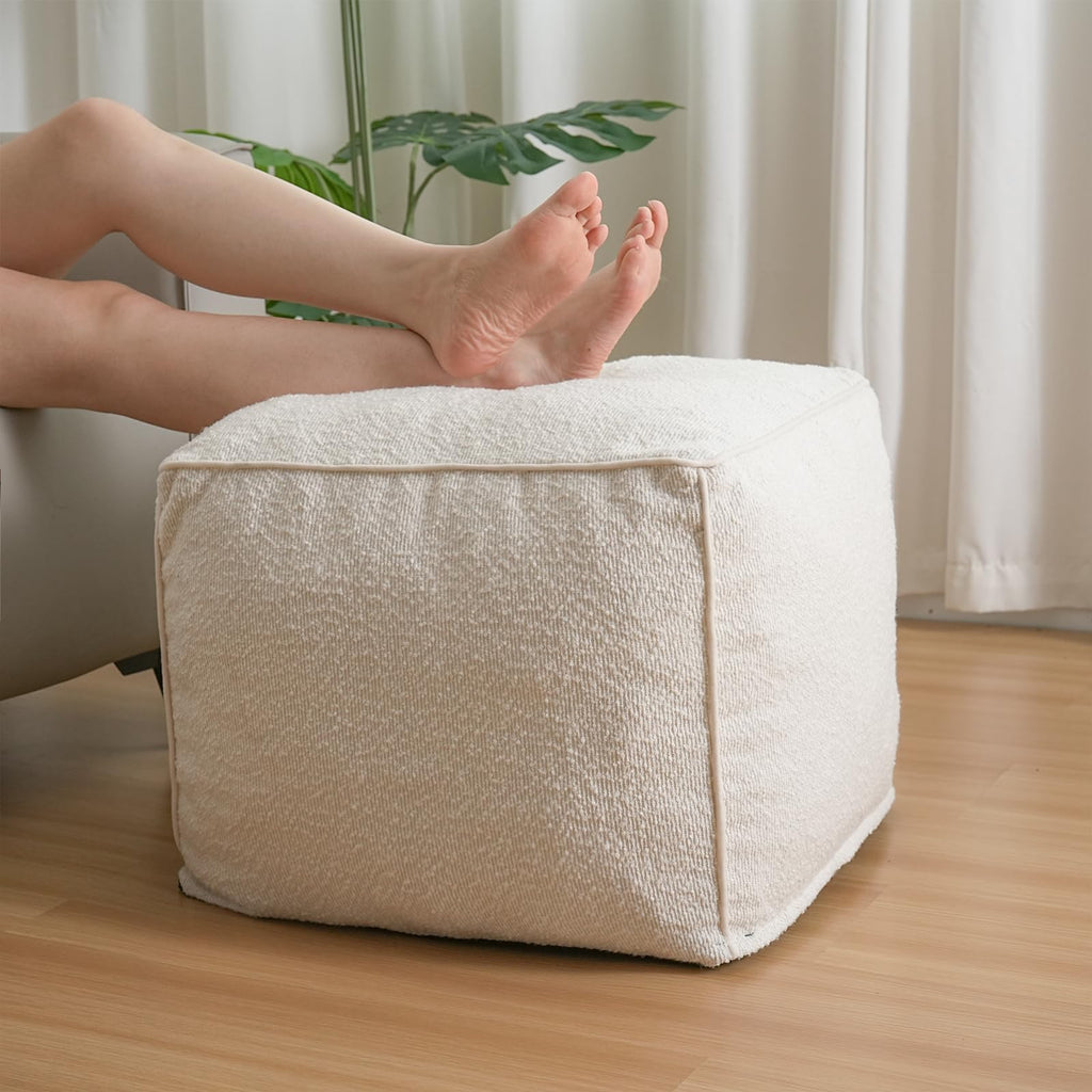 Pouf Ottoman Stuffed Modern Foam Filled Foot Rest Poufs Chair Decorative 20 X 15 Inches Boho Relax Stool Floor Poufs