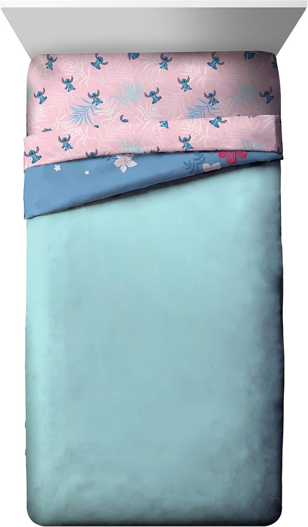 Lilo & Stitch Paradise Dream Full Comforter & Sham Set - Super Soft Kids Reversible Bedding - Fade Resistant
