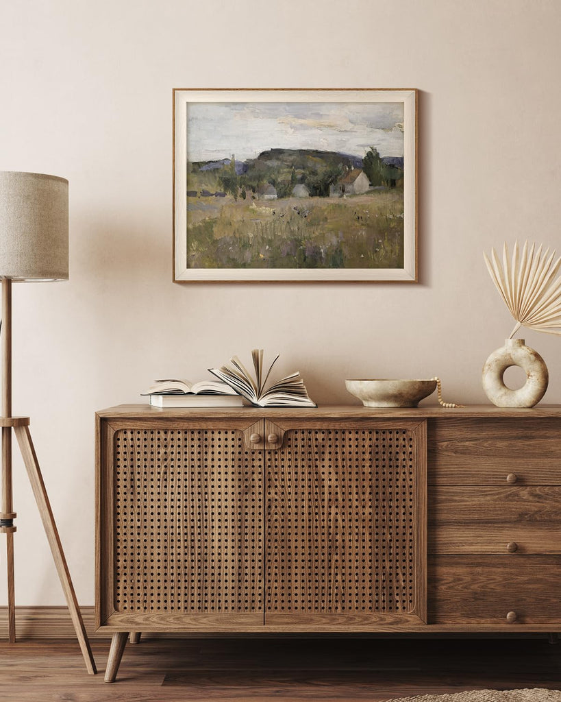 Framed Canvas Wall Art Prints, Framed Canvas Art Wall Decor, Abstract Serene Countryside Scene Wall Prints, Mid