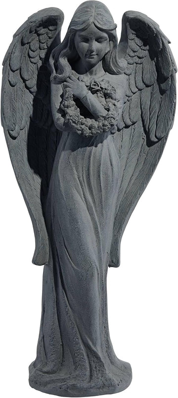 Standing Angel 25" High Faux Greystone Indoor-Outdoor Statue | Sculpture Catholic Religious English Decor Garden