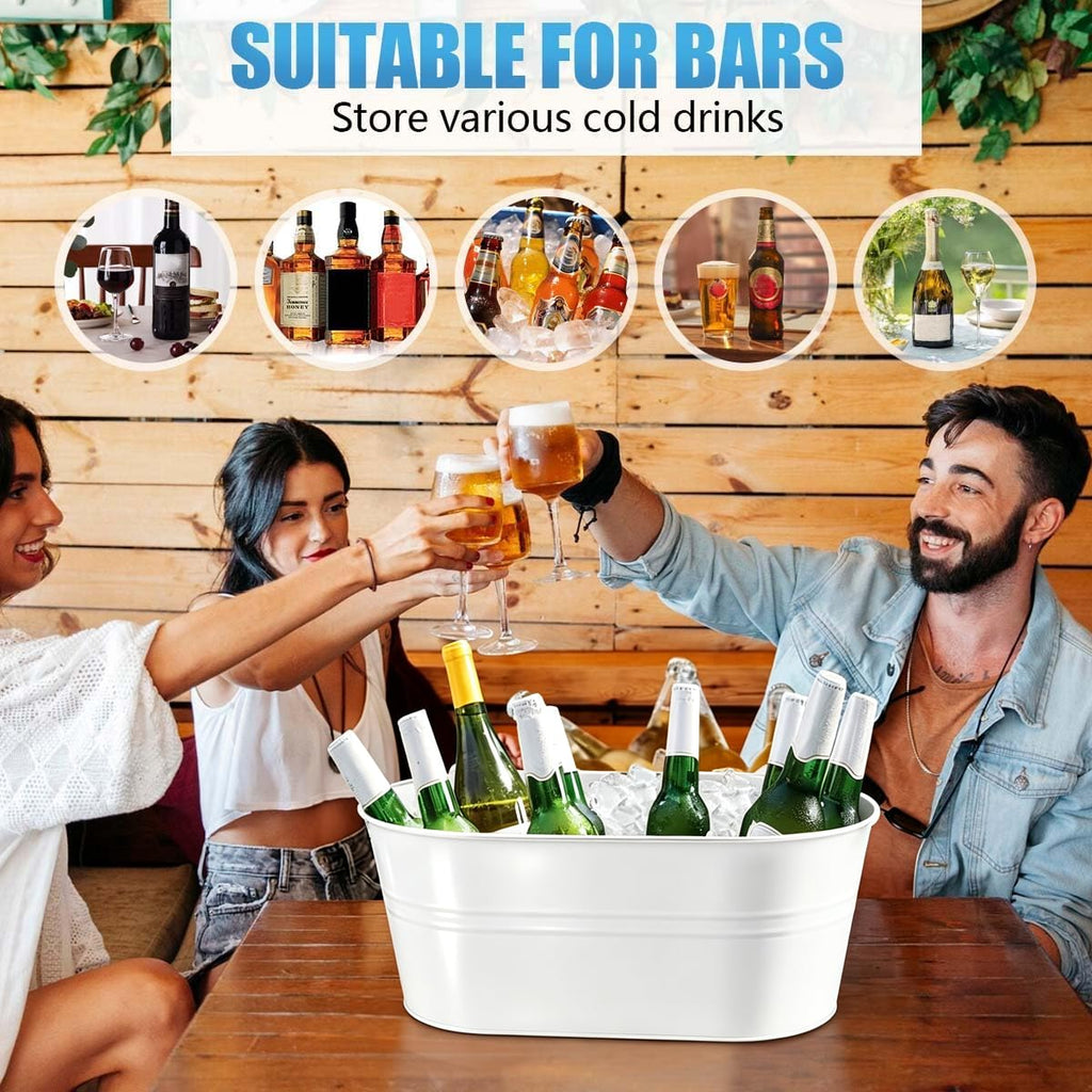8 Pack 4 Gallon Galvanized Ice Buckets Metal Champagne Drink Cooler Ice Tub with Carry Handles for Beer Cocktails